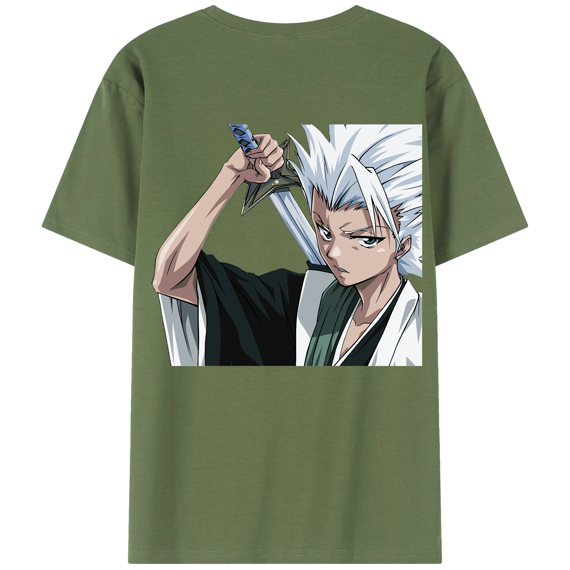 （画像用） ブリーチ 日番谷冬獅郎（ひつがや とうしろう） BLEACH Hitsugaya Toushirou 綿100％ メンズ半袖Tシャツ（バックプリント） 通気性